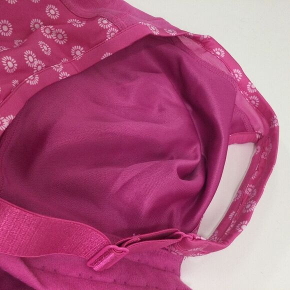 Comfort Choice Floral Front-Close Comfort Wireless Bralette Bra Pink Size 38B - Picture 2 of 11